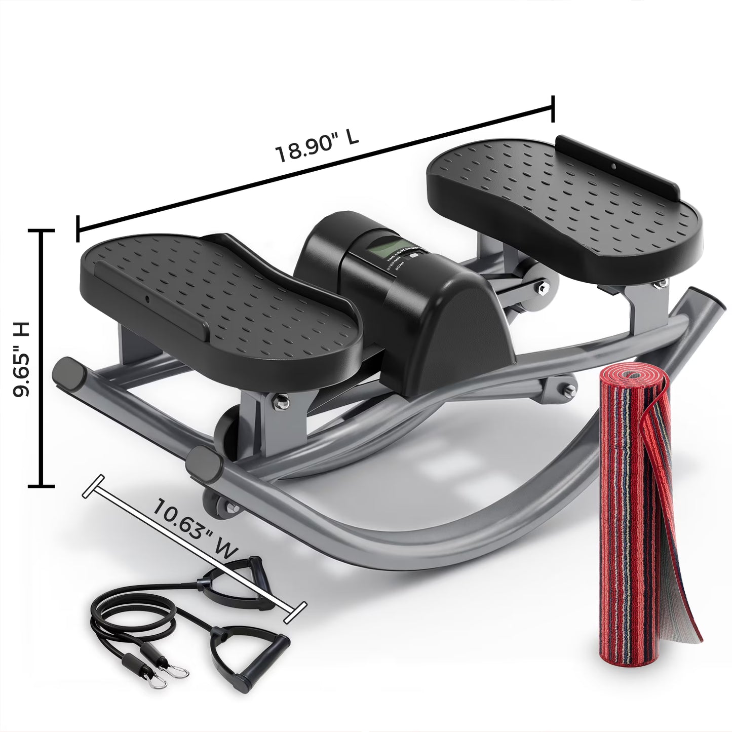 POAO Rock Stepper, Side to Side Rocking Stepper for Exercise at Home, Low-Impact Knee-Friendly Exercise Machine with Resistance Bands,LCD Monitor, 330 LBS Weight Capacity