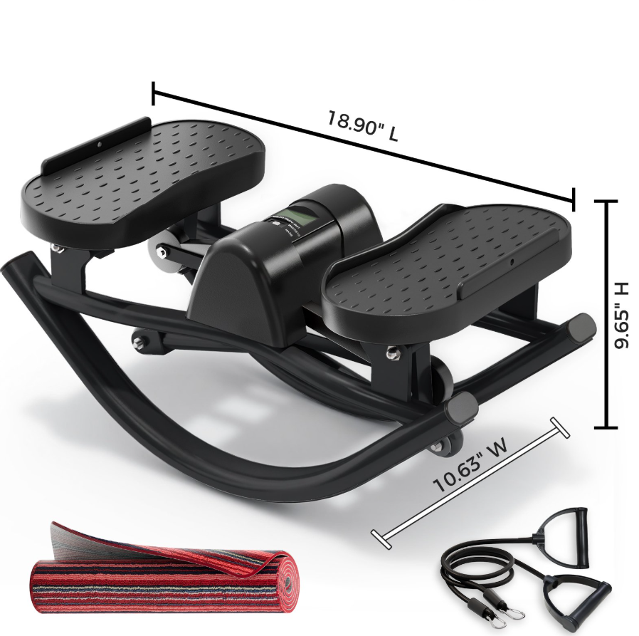 POAO Rock Stepper, Side to Side Rocking Stepper for Exercise at Home, Low-Impact Knee-Friendly Exercise Machine with Resistance Bands,LCD Monitor, 330 LBS Weight Capacity