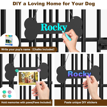 POAO 31"Dog Crate Furniture Foldable, No Assembly Dog Kennel Indoor for Medium Dogs(20-35 lb), Dog Cage with Adjustable Bowls &Name Tag, End Table