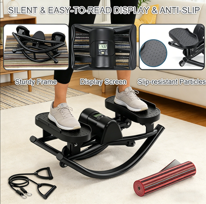 POAO Rock Stepper, Side to Side Rocking Stepper for Exercise at Home, Low-Impact Knee-Friendly Exercise Machine with Resistance Bands,LCD Monitor, 330 LBS Weight Capacity