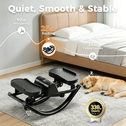 POAO Rock Stepper, Side to Side Rocking Stepper for Exercise at Home, Low-Impact Knee-Friendly Exercise Machine with Resistance Bands,LCD Monitor, 330 LBS Weight Capacity