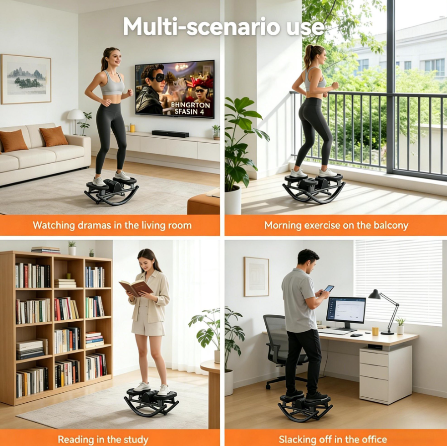 POAO Rock Stepper, Side to Side Rocking Stepper for Exercise at Home, Low-Impact Knee-Friendly Exercise Machine with Resistance Bands,LCD Monitor, 330 LBS Weight Capacity