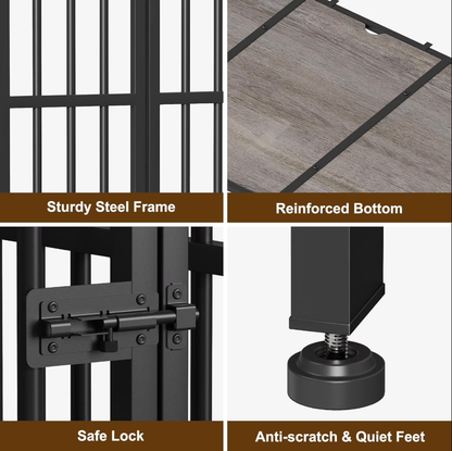 POAO 31"Dog Crate Furniture Foldable, No Assembly Dog Kennel Indoor for Medium Dogs(20-35 lb), Dog Cage with Adjustable Bowls &Name Tag, End Table